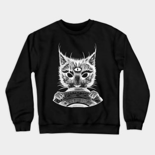 Cat and ovni (white version) Crewneck Sweatshirt